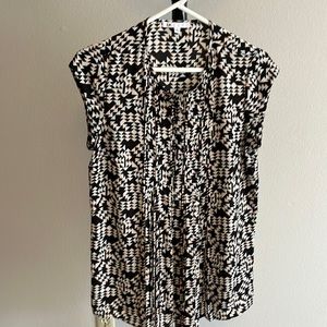 Cap sleeves, half button up, with tucks